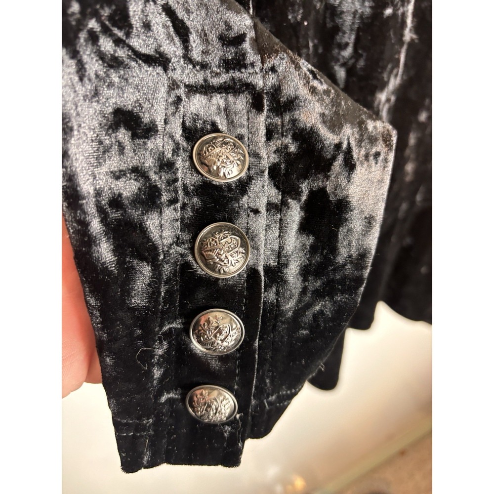 TORRID Black Crushed Velvet Lace Lined Military Style Blazer Jacket Size 4 (4X) - Picture 3 of 8